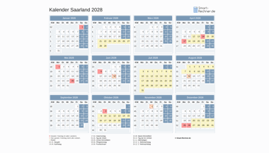 Kalender Bild Saarland 2028