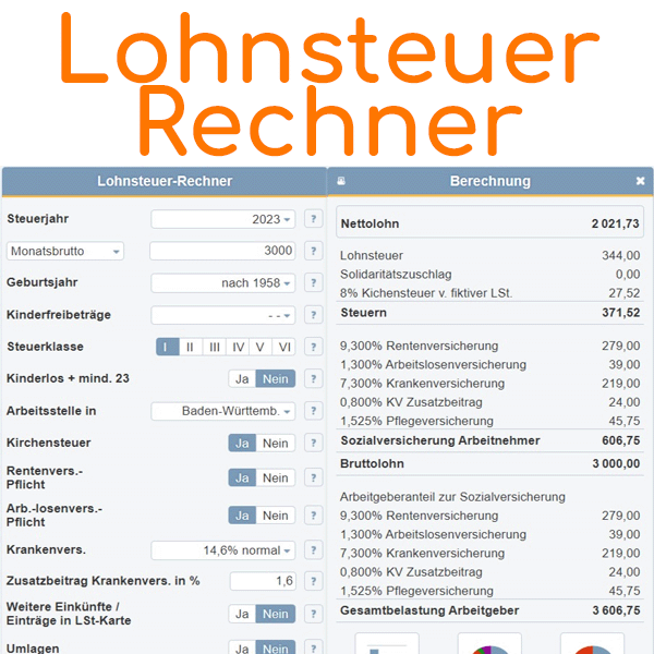 Lohnsteuerrechner 2021, 2020 - Netto-Gehalt berechnen